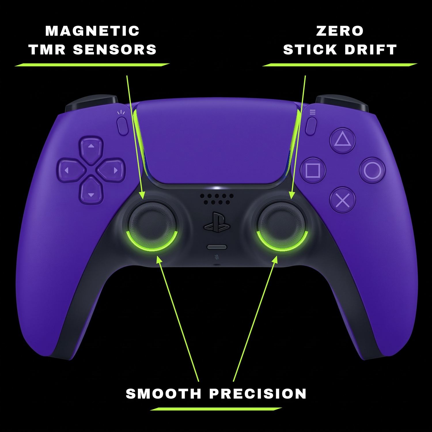 PS5 controller with illuminated TMR anti-drift joysticks