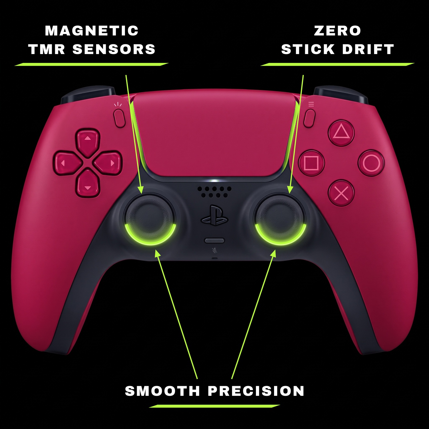 PS5 controller with illuminated TMR anti-drift joysticks