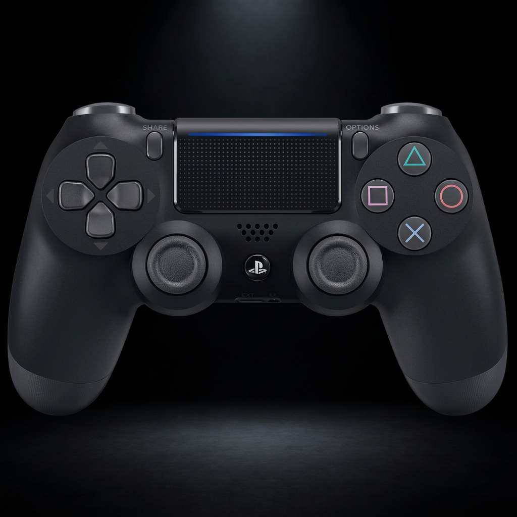 Jet black DualShock 4 — view 1