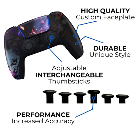 Fire Starter Playstation 5 PS5 DualSense Custom Upgraded Controller — Interchangeable Thumbsticks